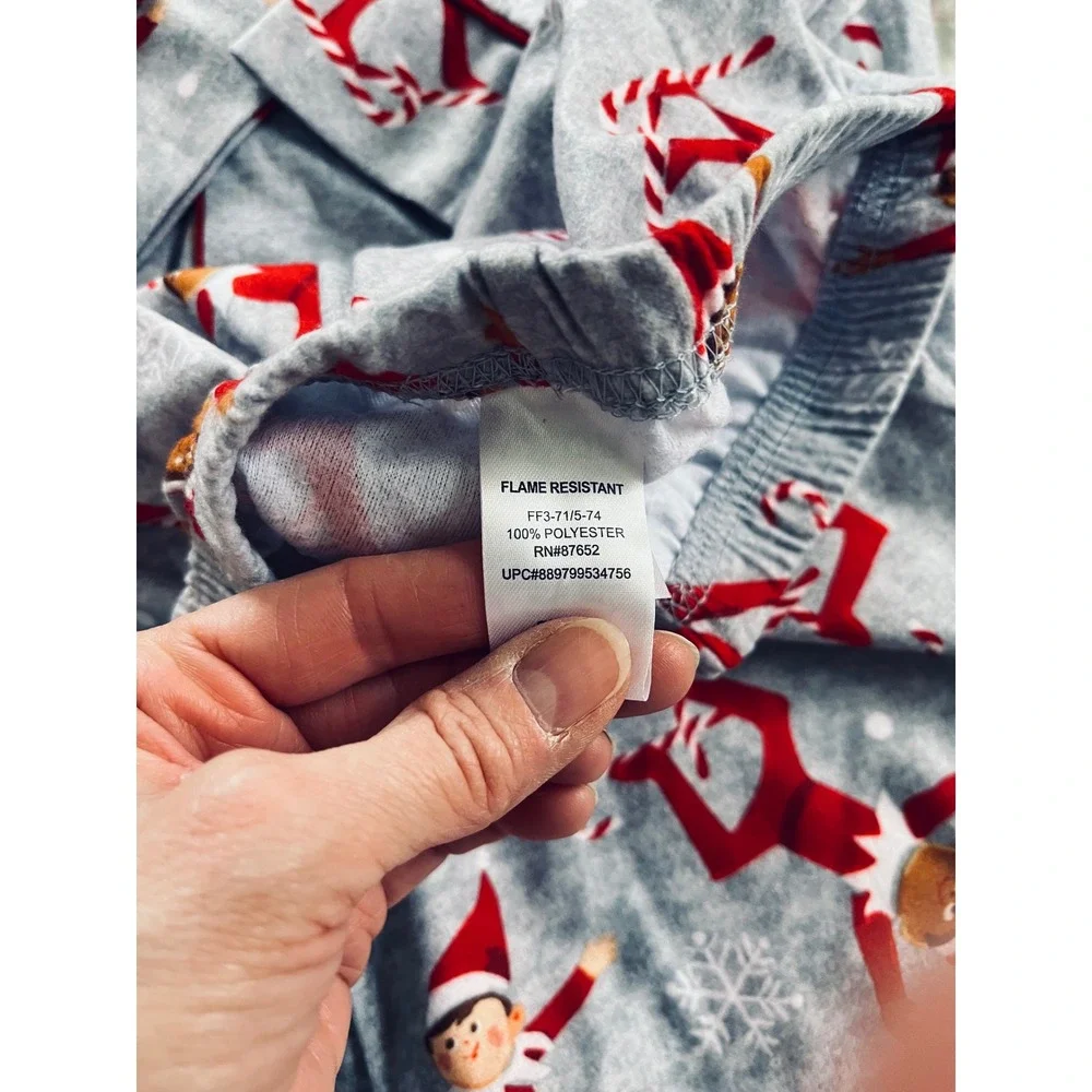 Elf on the Shelf Scout‎ Elf Ski Patrol Pajama Set Kids Size 6 Gray Red Christmas